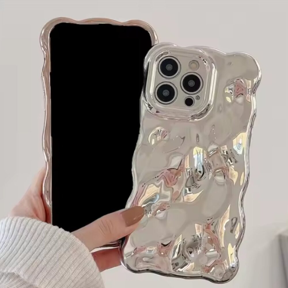 For Iphones all 16 15 14 13 Cute Kawaii Sliver Wavy Frame Girl Iphone Case Y2K